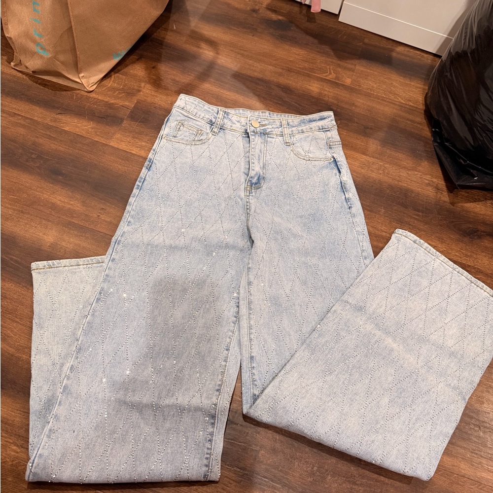 Light Blue Quilted Jeans